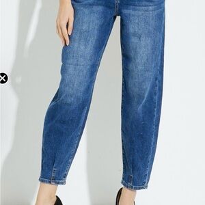 Alison Sheri Women’s Size Large Medium Washed Denim Wide Leg Pant Style Jeans